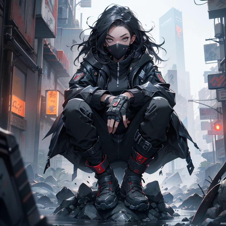 a woman sitting on top of a pile of skulls, cyberpunk city street background, unreal engine character art, anonymous mask, an edgy teen assassin, artgerm ; 3d unreal engine, ( ( character concept art ) ), mmorpg gameplay, antifa, cloaked woman, anonymous