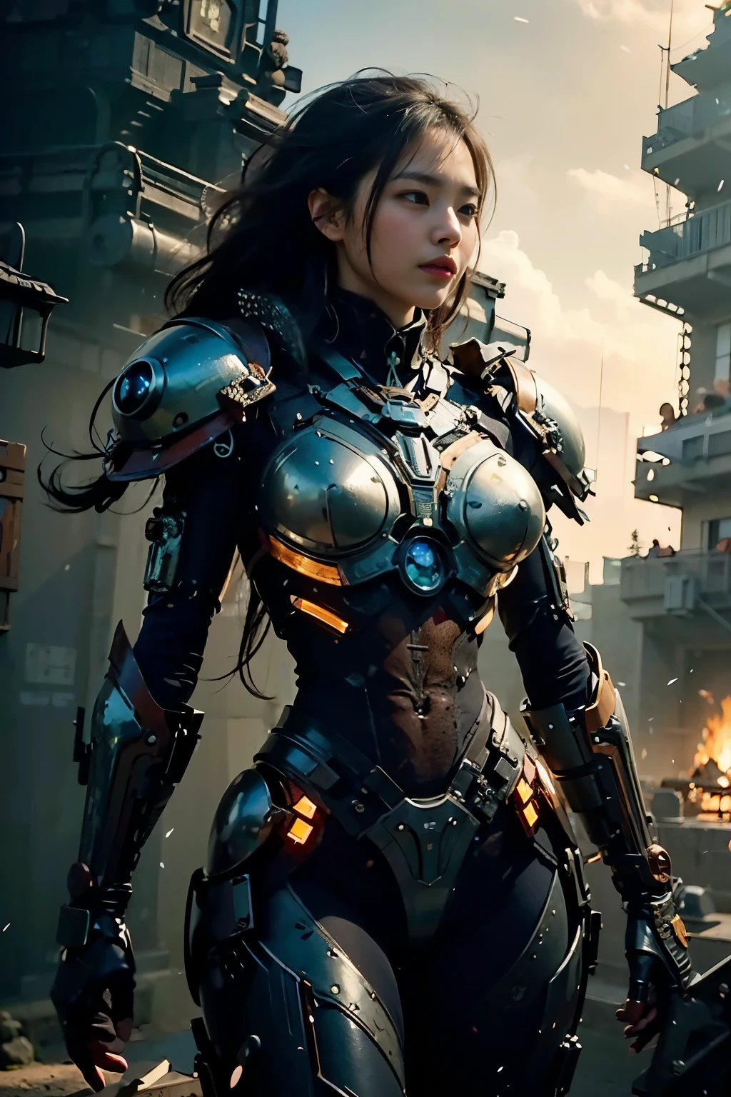 (masterpiece, best quality:1.2), (8k uhd, 16k, 32k, ultra high res), (photorealistic:1.37), (RAW photo), ultimate-realistic, ultimate-realistic details, ultimate-realistic texture, ultimate-intricate details, ultimate-realistic lighting, ultimate-realistic shadow, japanese girl, ultimate-cute face, ultimate-RAW skin, ultimate-realistic eyes, Japanese woman in insect powered suit, cannon mounted on shoulder, very cute face, mechanical, extremely intricate details, full body shot, ultimate photorealistic, big city locked down