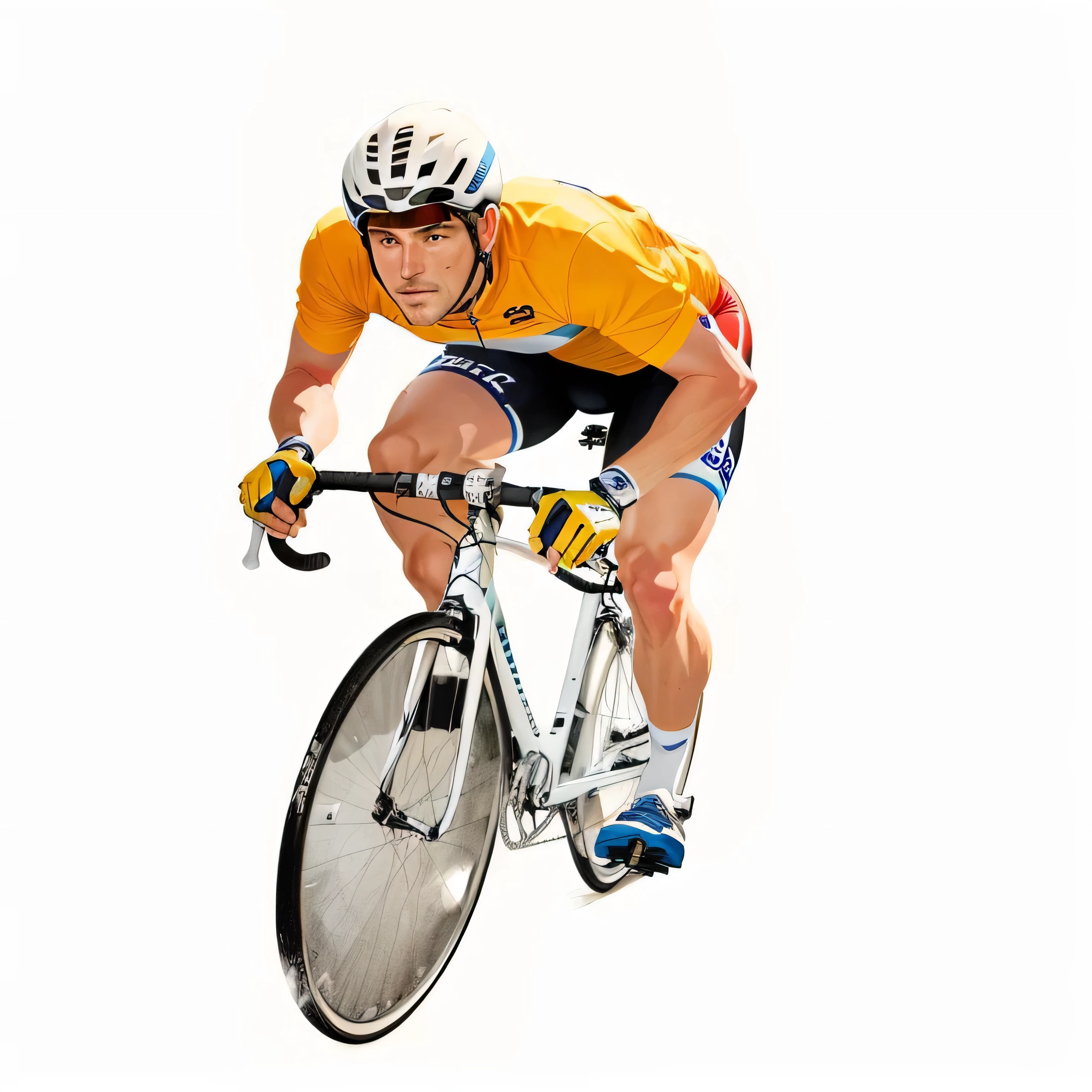 Hay un hombre de contextura media montando en bicicleta con un casco puesto, por Robert Peak, Armstrong Rolf, inspired por Graham Forsythe, lanza, retro illustration, obra de pedro campana, por Bob Singer, por Graham Forsythe, ilustraciones, bicicleta, campista, por Paul Bird, full color illustration, Tom Richmond Illustration, arte promocional, commercial illustration, ciclismo!!