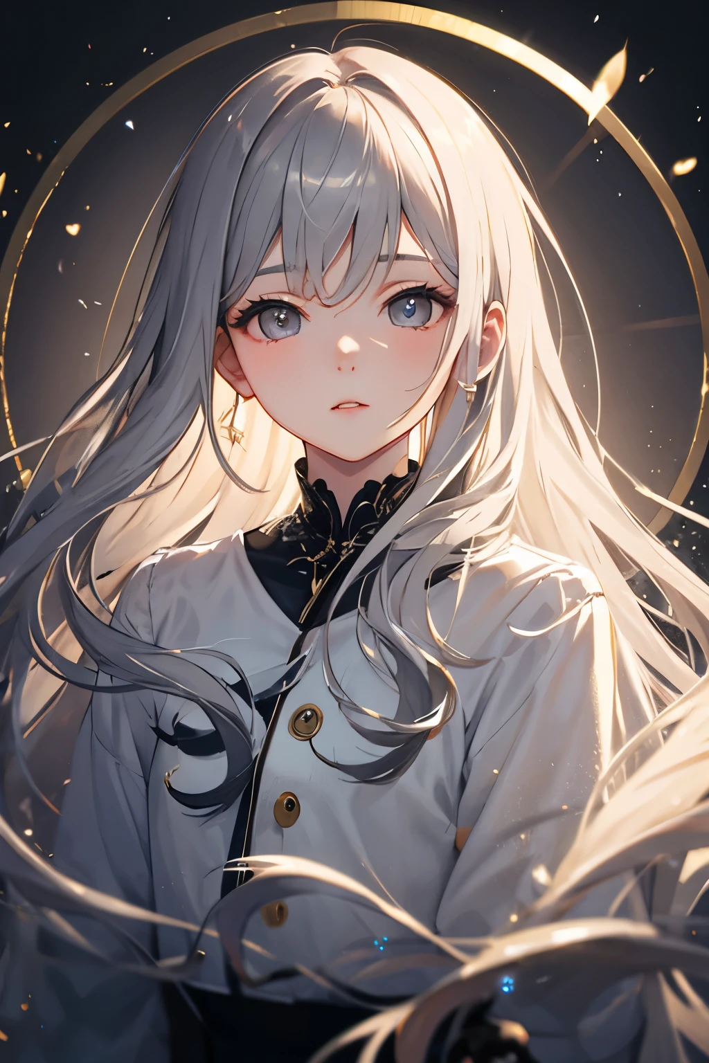 masterpiece、highest quality、beautiful girl、Portraiture、Gray Hair、Baby Face、Fair skin、long hair