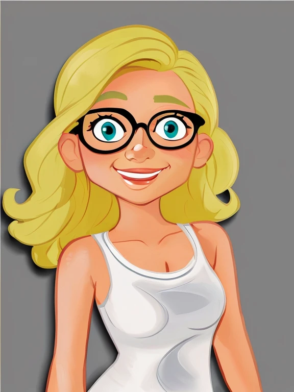 cartoon woman with glasses and a white blouse, in cartoon style, cartoon art style, cartoon digital painting, cartoon portrait, looks like britney spears, cartoon art style, cartoon digital art cartoon, cartoon style illustration, caricatural style, cartoon look, cartoon style, girl with glasses, digital art cartoon, character portrait of mine, simple cartoon style, character concept portrait of mine