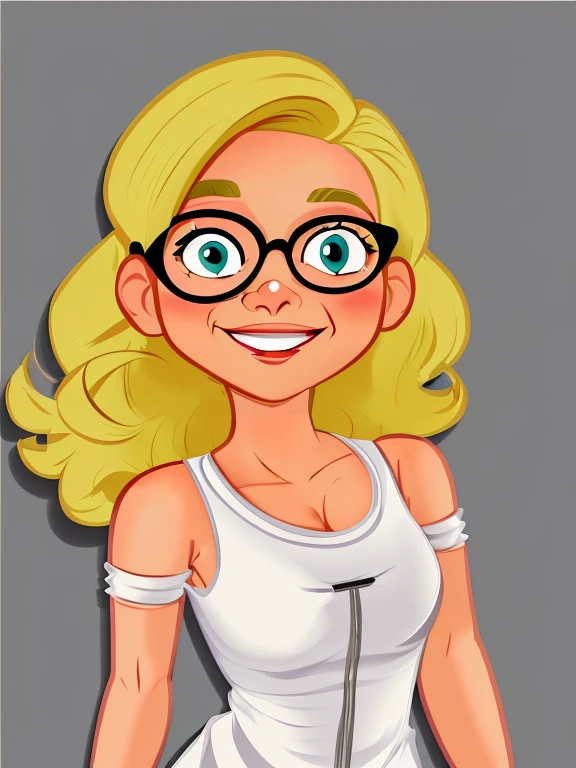 cartoon woman with glasses and a white blouse, in cartoon style, cartoon art style, cartoon digital painting, cartoon portrait, looks like britney spears, cartoon art style, cartoon digital art cartoon, cartoon style illustration, caricatural style, cartoon look, cartoon style, girl with glasses, digital art cartoon, character portrait of mine, simple cartoon style, character concept portrait of mine