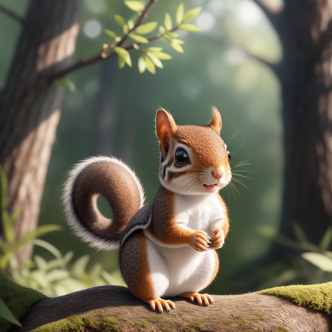 (masterpiece), (best quality), (ultra-detailed), (full body:1.2), (solo), Super cute, Pixar, (Baby Squirrel), Big bright eyes, Fluffy, Smile, Delicate and fine, Fairy tales, Incredibly high detailed, Pixar style, Bright color palette, Natural light, Simple background with pure color, Octane render, Trending on Artstation, Gorgeous, Ultra wide angle, 8k, HD, Realistic