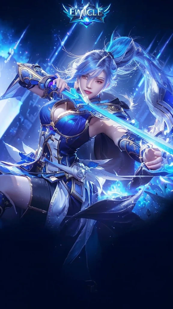 a woman with a sword and a sword in her hand, ashe, ig model | artgerm, extremely detailed artgerm, inspired by Leng Mei, league of legends character, mobile legends, trending artgerm, irelia, official splash art, style artgerm, style league of legends, riven, splash art, from league of legends