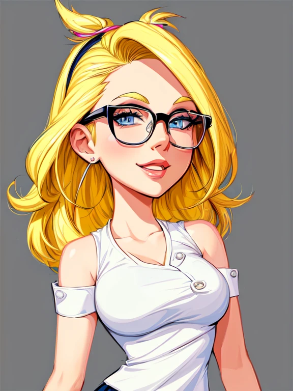 cartoon woman with glasses and a white blouse, in cartoon style, cartoon art style, cartoon digital painting, cartoon portrait, looks like britney spears, cartoon art style, cartoon digital art cartoon, cartoon style illustration, caricatural style, cartoon look, cartoon style, girl with glasses, digital art cartoon, character portrait of mine, simple cartoon style, character concept portrait of mine, 4k, comic babes