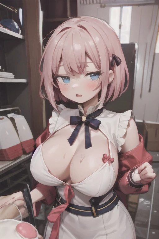 highest quality, Detailed CG,girl,Large Breasts,(magical girl:1.2) ,Covered nipples,Waist ribbon,short hair,