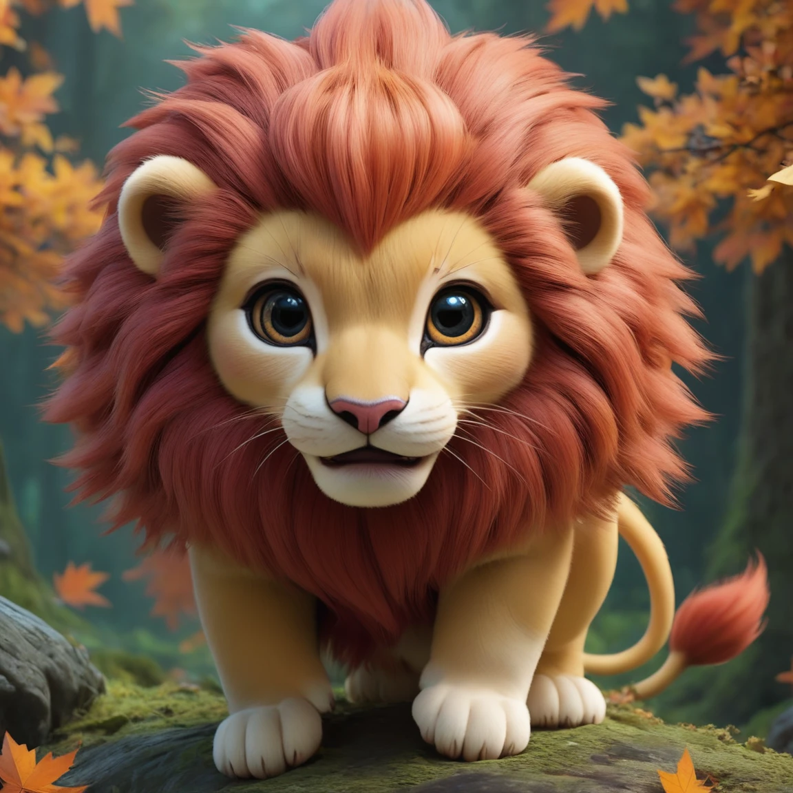 score_9, score_8_up, score_7_up, score_6_up, score_5_up, score_4_up,UHD, 
adorable lion-like creature big eyes in forest autumn time