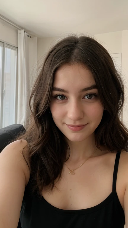 Iphone selfie of a cute 19 year old English girl , on a Discord video call, shot thick blone hair, smirking, long eyelashes, crop top
upper body, facing viewer, 8k, super detail, best quality, 1080P, 1080P, 1080P, 4K, 8k, 16k, HD, 1080P