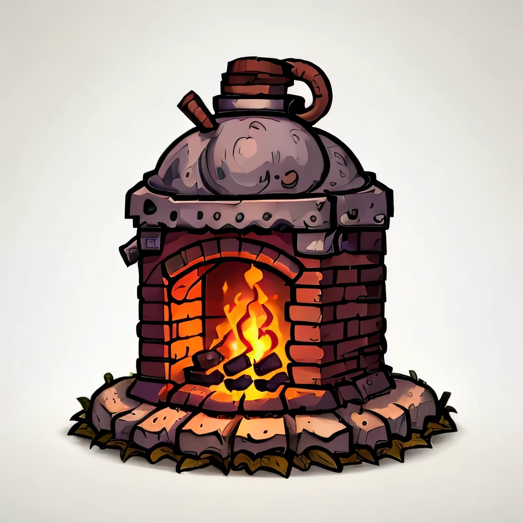 A gray color，Brick stove，Used to forge steel