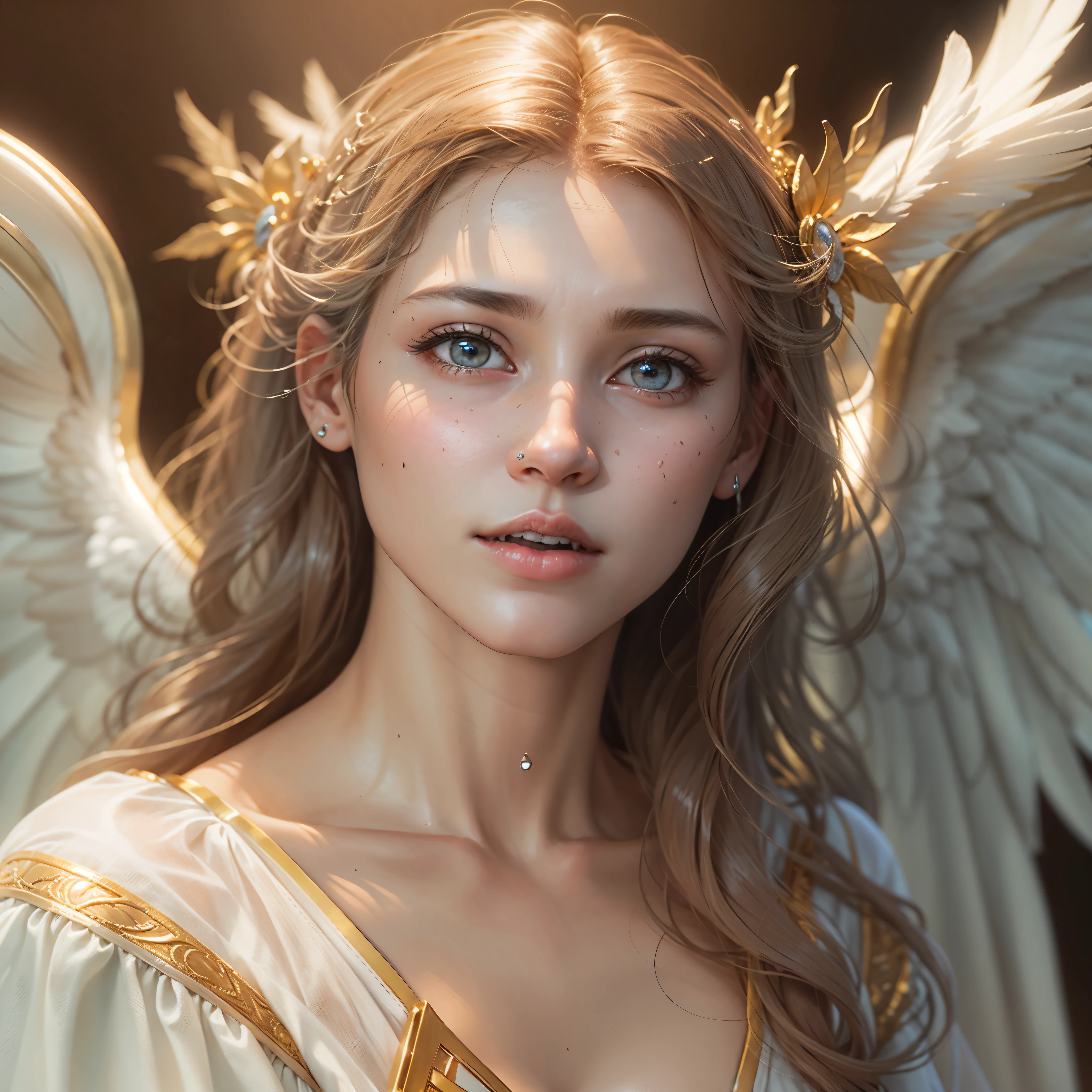 masterpiece, highest quality, 8k, Real person, Realistic, Extremely dense CG, Shiny skin, Fully focused, heaven, The Glory of God, Shine, Angel, bless, happiness,