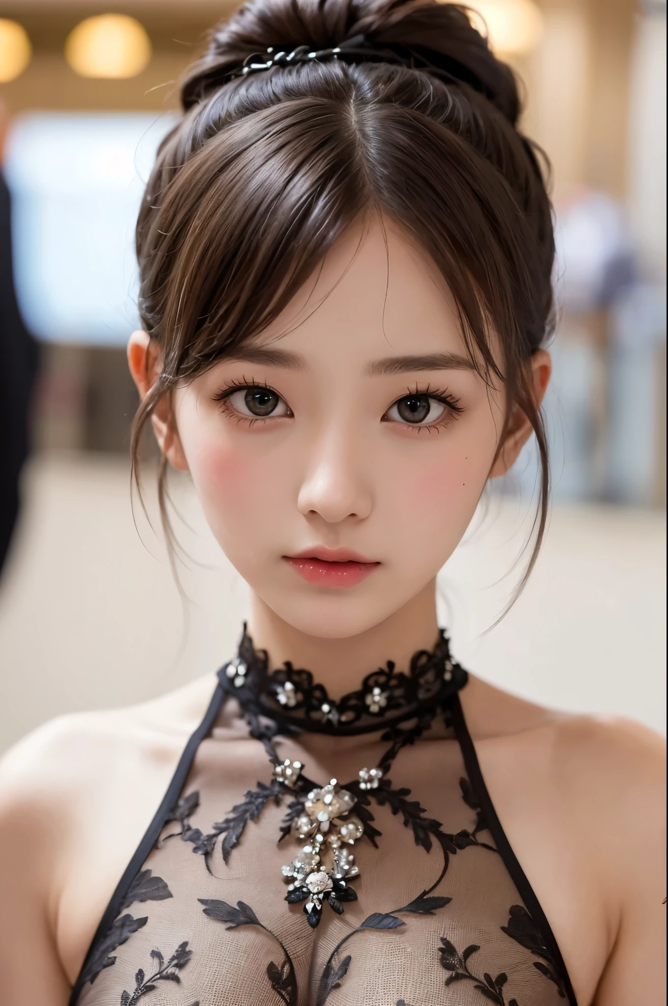 (masterpiece),(highest quality:1.1),(Very detailed), In detail, (Intense close-up:1.1), slim,(Very delicate and beautiful face), (Embarrassing:1.2), 16 years old、Japanese women、very cute, Party Dresseedium breast, The corners of the mouth are slightly raised