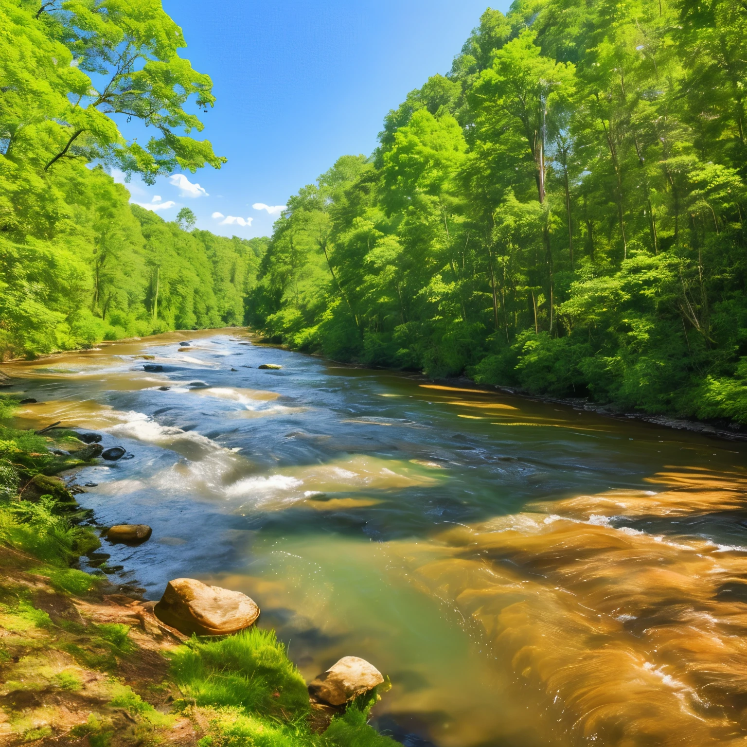 a close up of a river with trees and water in the background, river in a forest, forest and river, green waters, river gorgeous lighting, nature in all its beauty, peaceful and serene, river in the wood, gentle sparkling forest stream, green water, river with stunning water, stunning nature in background, cahaba river alabama