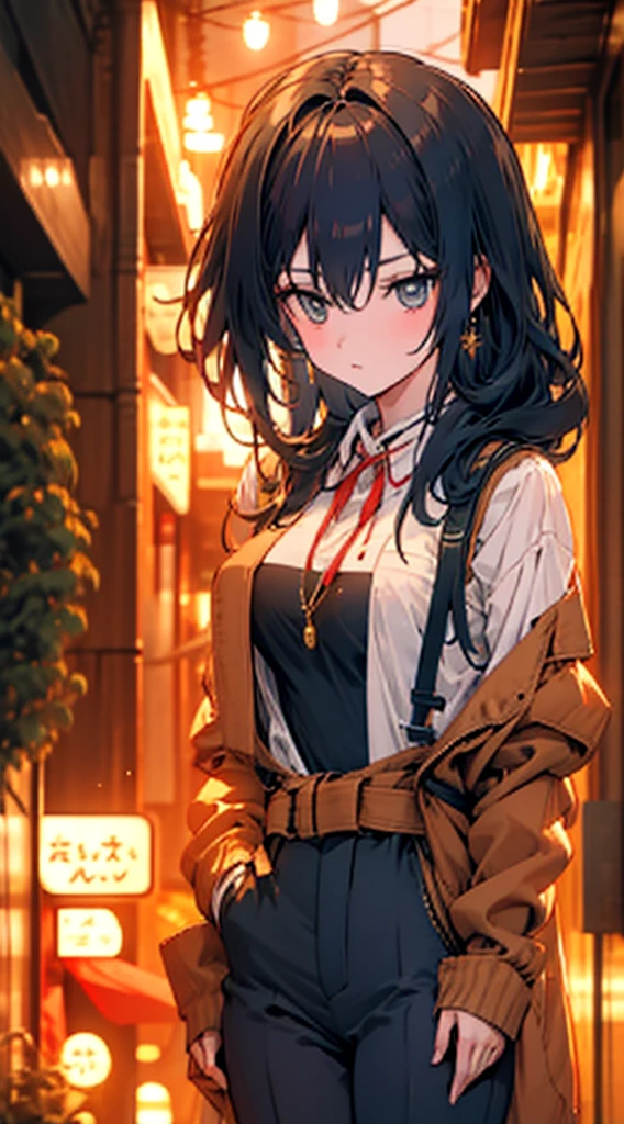 high quality, highly detailed,A young woman with black hair, with a curious gaze and an aura of mystery, wears a wizarding as she walks through the halls of an ancient magic academy. Her hair cascades over her shoulders, contrasting with the dark fabric adorned with magical symbols of her attire. In her hand, she holds an old book, whose pages seem to pulse with magical energy. Around her, candles flicker, casting dancing shadows on the stone walls. What is the story behind this young wizardess? What secrets does she hold, and what adventures is she about to embark on?