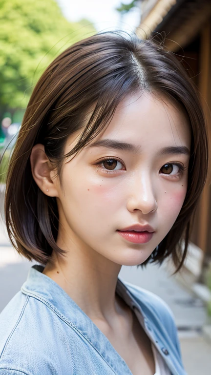 With the alleys of Kyoto in the background、18-year-old girl、independent、look forward to、Light eye makeup、Brown Hair Color、flat 、Hair blowing in the wind、Quality of actress、Shiny, Ultra-realistic faces、smileの表情、Watery eye、look up、Pleasant lighting effects、 Ultra-Realistic Capture、Very detailed、High resolution 16k human skin closeup。Skin texture must be natural、Must be so detailed that pores are visible、skin is healthy、There must be a unified tone、Use natural light and color、High quality photos taken by modeling agencies'Exclusive photographer、smile