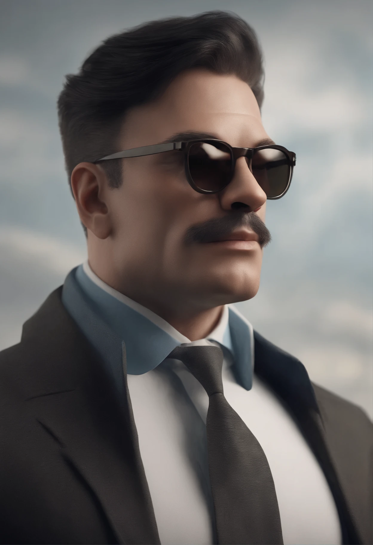 Cartoon character of a man in black glasses and blue shirt, animation character, Caractere estilizado, animation style rendering, 3D estilizado, Arnold Maya rendering, Stylized 3D rendering, toon render screenshot, Personagem 3D, Personagem 3D, Stylized 3D rendering, 3D character rendering, personagem de desenho animado, Personagem de close up, Pose de personagem, (Estilo Pixar) (parte mestre:1.2) (Bokeh) (melhor qualidade) (pele detalhada) (textura detalhada) (8k) (argila) (cinematic lighting) (sharp focus