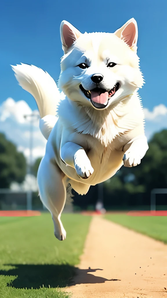 White Shiba Inu, Dog park, Frisbee, Diving Catch