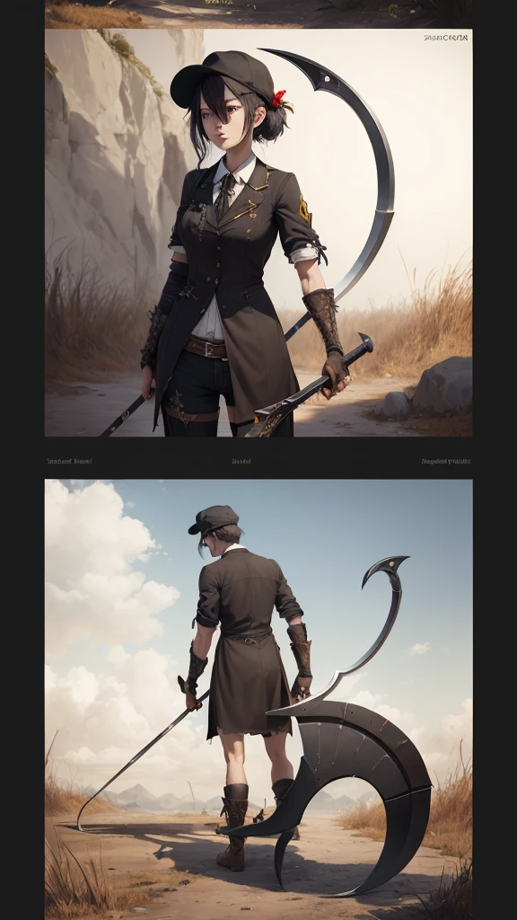 (high quality, detailed, realistic), scythe weapon