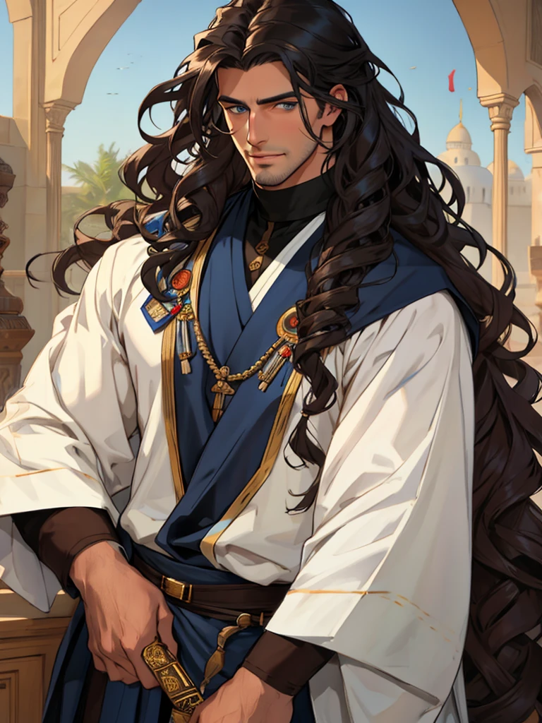 (((Solo character image.))) (((Generate a single character image.))) (((Dressed in medieval fantasy attire.))) (((Very sexy facial expression.))) Sexy male fantasy character. Physique like a male warrior. Sexy smirk. This is a dashing male adventurer in a high fantasy setting. Dresses like a male gypsy. Romani. Swashbuckler fashion. He is attractive and has all the attributes that make him a heartthrob. (1boy, one male) (male focus) ((front view)) (full body), ((muscular male, bodybuilder)), (large pectorals) (big pecs), (hairy), (chest hair, abdomen hair), thick epic, heroic, tanned, perfect face, (detailed facial features), long hair, sexy smile, outdoor setting, highly detailed, volumetric light, artstation,