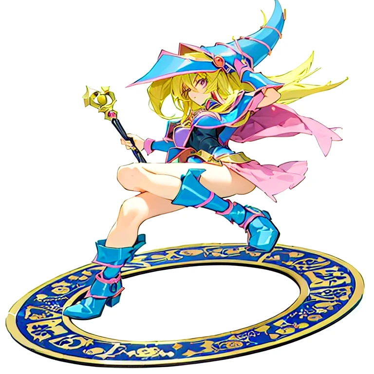 3D two-dimensional, black magic guide girl, highlight the reflective texture of clothes, smooth skin, highlight the metal texture of weapon wand, resolution HD optimization, 4K, detail optimization