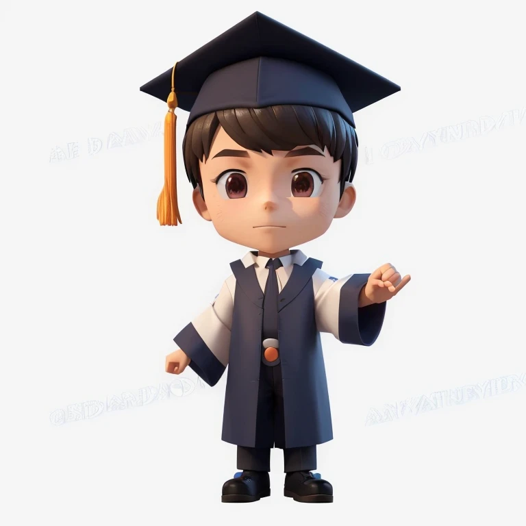 cartoon boy in graduation gown and cap with diploma, wearing an academic gown, 3d model of a japanese mascot, 3d character, 3 d character, 3 d animated, 3d animated, highly detailed character, young wizard, maxwell render, toon rendering, animation character, t-pose of wizard, 3 d cartoon, 3 d render character art 8 k