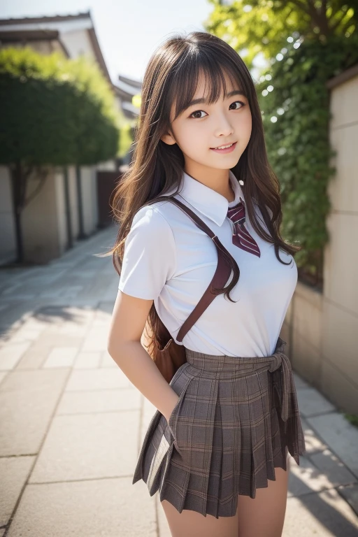 Young beautiful smiling woman in school uniform She has her legs open and a dildo is being inserted into her vagina Super big breasts Big Tits Hair color: Brown Short twin tail hairstyle Japanese Low - Angle Puffy nipples