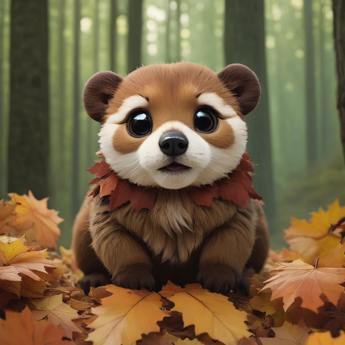 score_9, score_8_up, score_7_up, score_6_up, score_5_up, score_4_up,UHD, 
adorable brown bear-like creature big eyes in forest autumn time