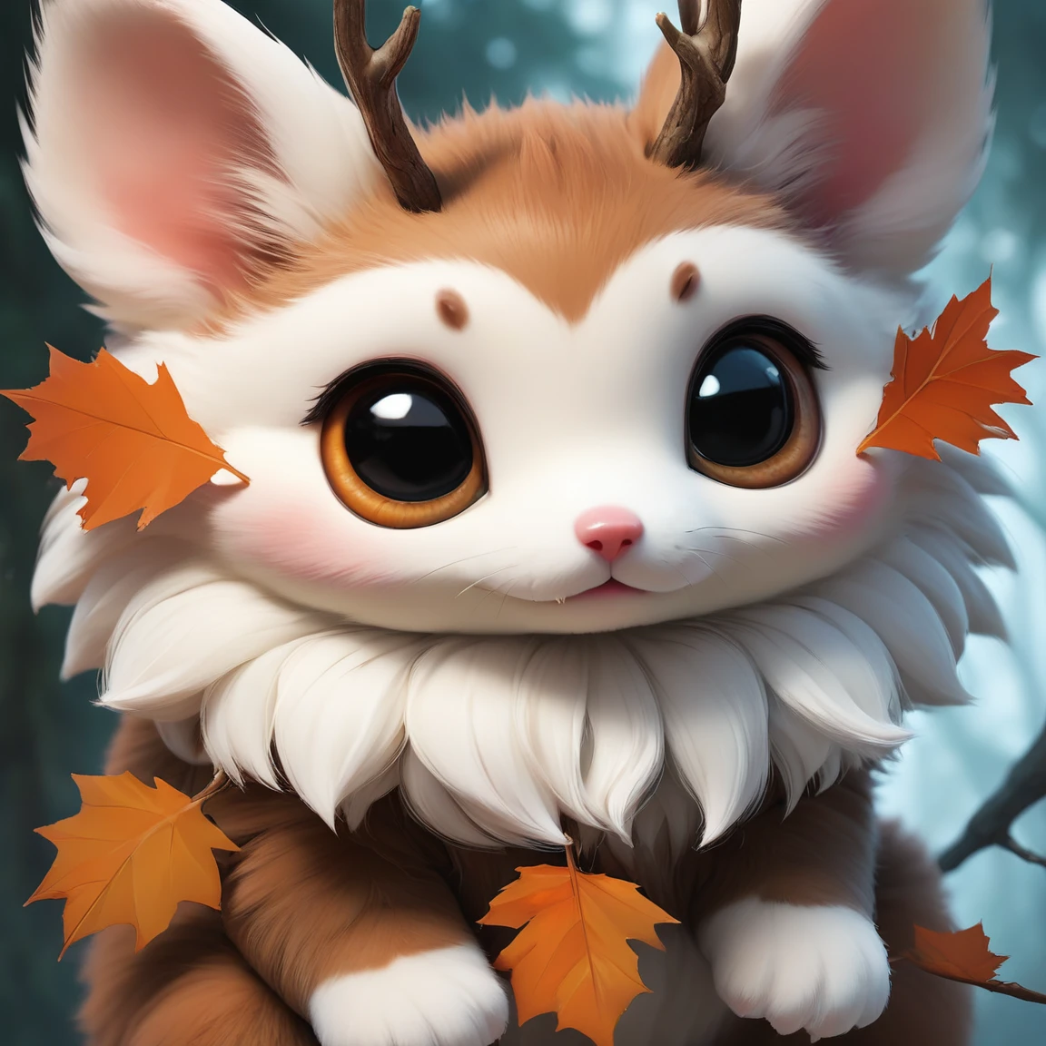 score_9, score_8_up, score_7_up, score_6_up, score_5_up, score_4_up,UHD, 
adorable wolf-like creature big eyes in forest autumn time