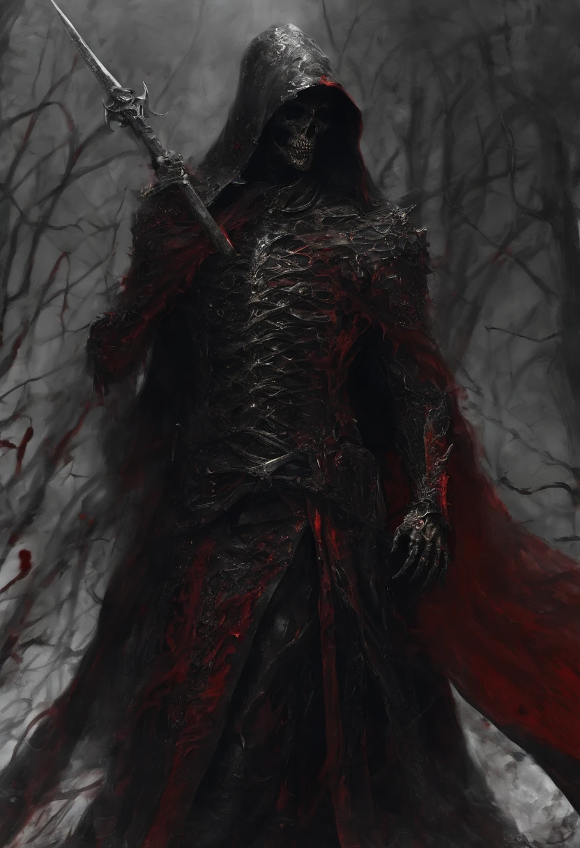 Dark army with red sword，Red Cape，