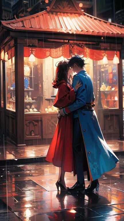 rain,Double,couple,in love