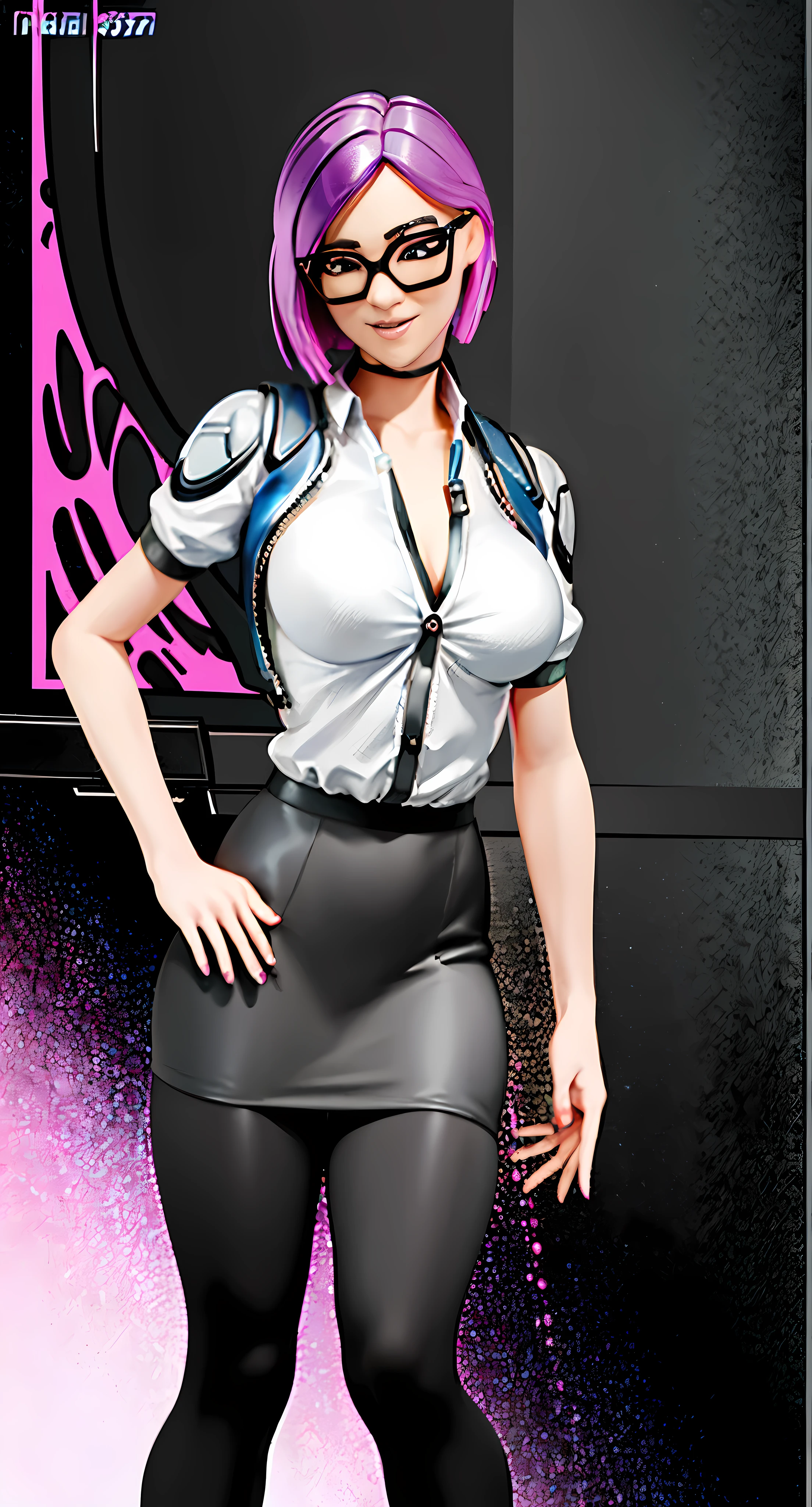 short hair, big breasts, expectant smile, pink hair, beautiful face, blush, beautiful eyes, glasses, milf,

Office, black tights, lounging, fitted jacket, pencil skirt, button-down shirt, tie, walking,
break
Masterpiece, best quality, ultra detailed, HIGH RESOLUTION, ultra high definition CG, attractive eyes, eyelashes, round eyes, jewel eyes, twinkling eyes, slanted eyes, sight, long eyelashes, smile looks at viewer, Light transparent, diffraction light, Anime, best quality, masterpiece, high quality, high resolution, detailed,
break
perfect hand, perfect fingers