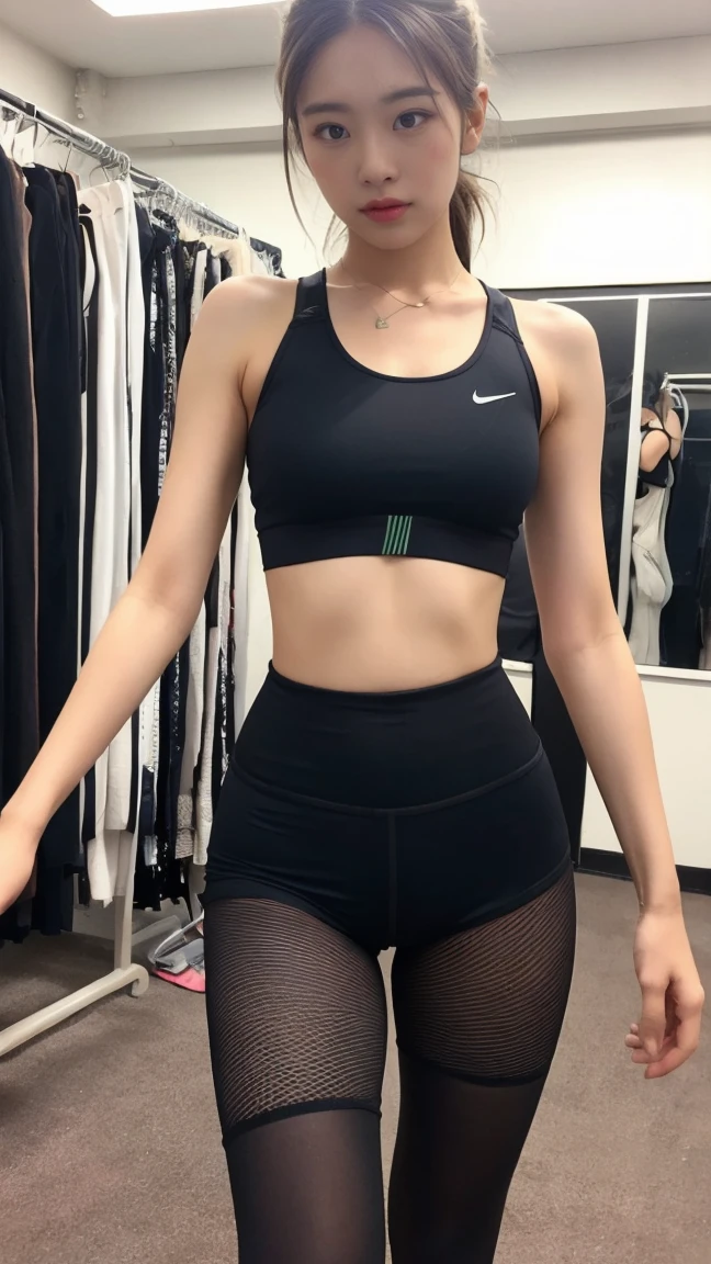 Sports Bra、Sports tights、See-through、It&#39;s digging in、Turn your back、Buckshot、I&#39;m not wearing anything underneath、Full Body Shot、20th Ayaka、NiziU AYAKA、 ４Ｋ、１People Women、slender、 Loose, wavy styling 、Fascinating and attractive、Including the texture of the face and skin.，Detailed eyes、A seductive look