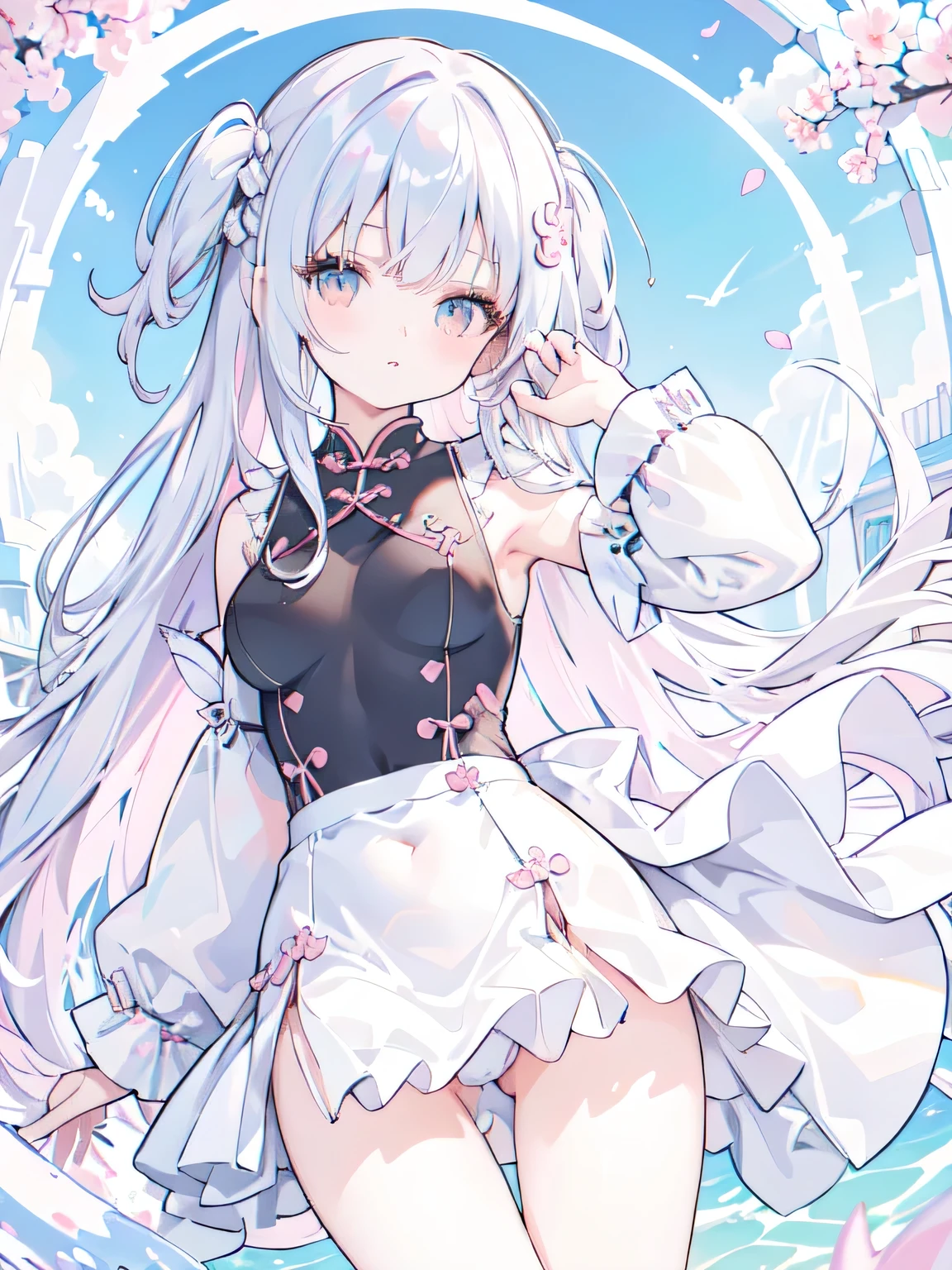 ((best quality)), (Ultra Detailed), ((Extremely detailed)), (fair), ((Kawaii girl)), ((Ultra HD)), (masterpiece), (high quality), (best quality), (4K), (high quality), (1 girl), (Random Action),Parted bangs, ((Hair intake)), Long hair,(Random Hairstyle), Larger breasts, slim body, (Transparent fabric),Succubus, Normal arm ,Siamese cheongsam