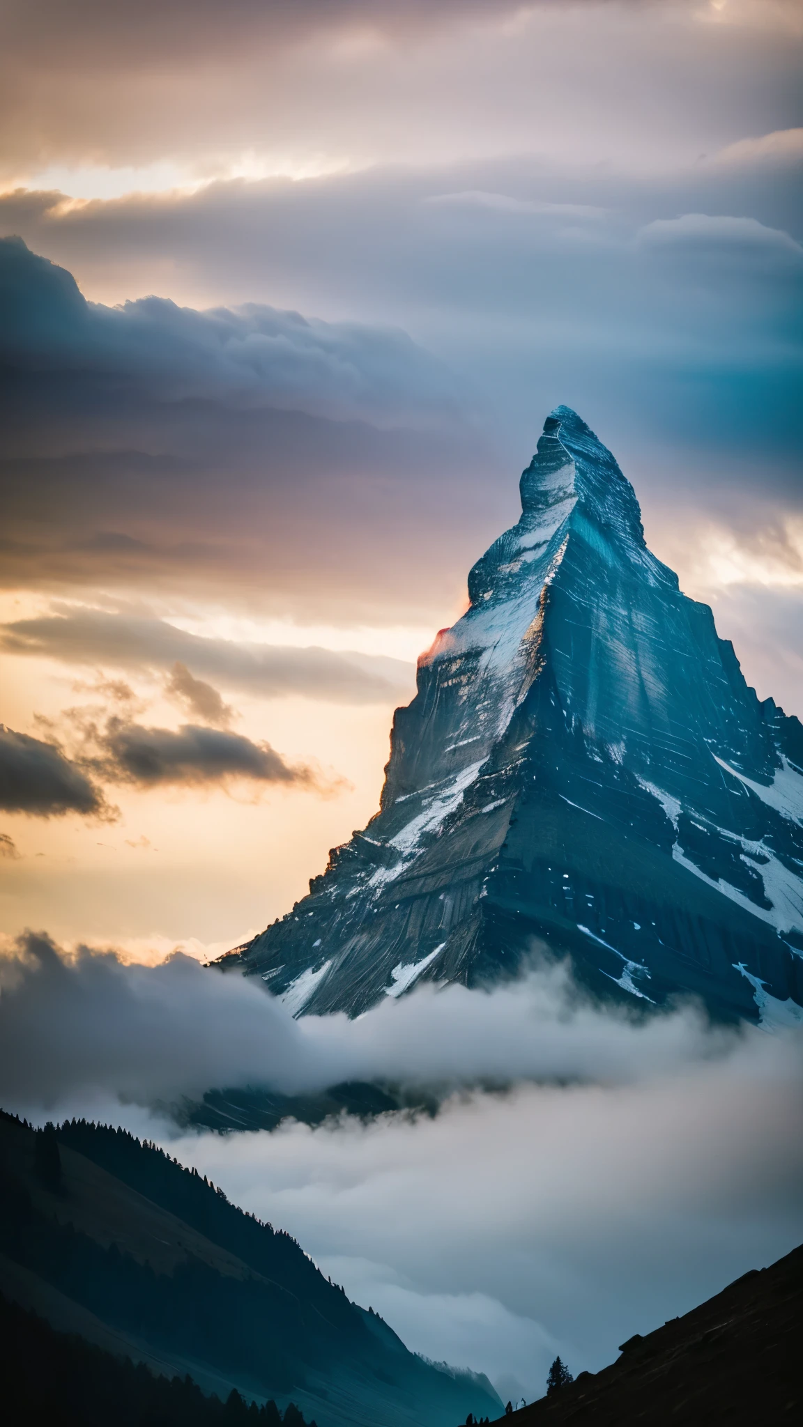 the matterhorn under a cloudy sky