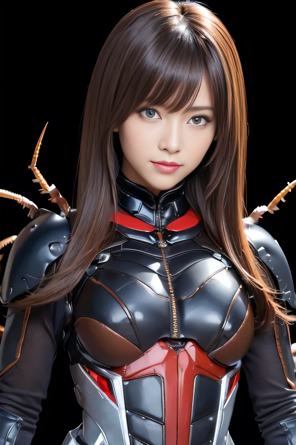 (high resolution,masterpiece,best quality,extremely detailed CG, anime, official art:1.4), realistic, photo, amazing fine details, all intricate, gloss and shiny,awesome many layers, 8k wall paper, 3d, sketch, kawaii, illustration,( solo:1.4), perfect female proportion,villainess, (fusion of dark brown cockroach and lady:1.4), (brown cockroach form lady:1.2), (brown cockroach lady:1.2), (fusion:1.2), (solo:1.4), (evil smile:1.2), muscular, abs, (cockroach brown exoskeleton bio insect suit:1.4), (cockroach brown exoskeleton bio insect armor:1.2), (brown transparency cockroach wing:1.4), (brown cockroach antennae:1.3),
