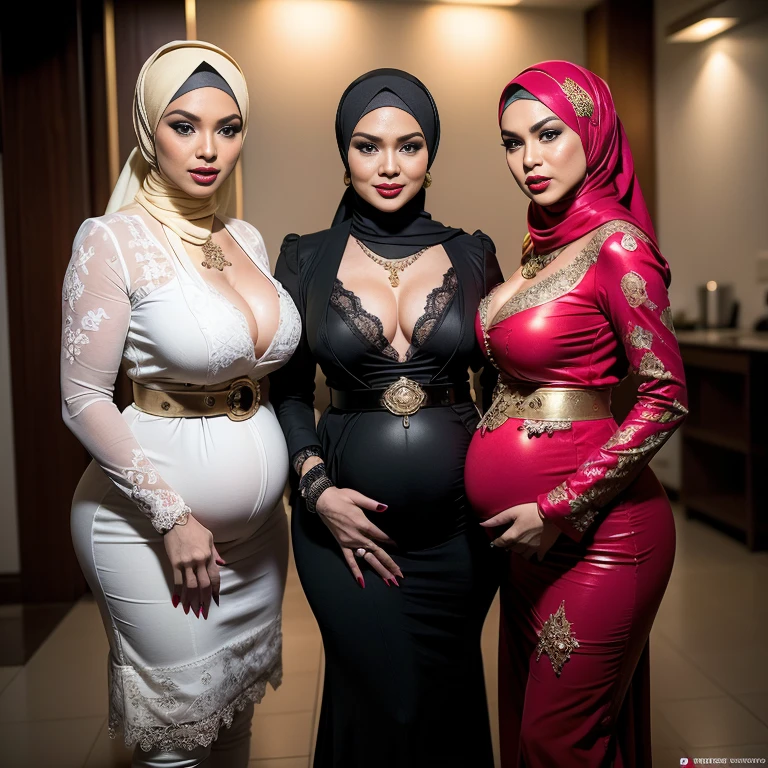 Malaysian girl pregnant 9 ,Largest Baby Bump pregnant, Largest , Big pregnant Belly, Big Pregnant girl, Largest Belly of Pregnant, Beautiful woman, beautiful face, pregnant, long hair, black hair, realistic, ultra-detailed, big breast, malay, The whole body consists of a young girl with hijab, Eye makeup, 21yo, Cat ears, Soft lighting, groups, Wear shabby clothes, Dirty, Tattered futuristic military uniform, Cat's paw badge, Pose, spot color, rendering by octane, Ultra-realistic intricate details, Cinematic, 8K resolution, 70mm, emphasis lightings, (((Huge breast)))(((wearing sexy kebaya))) PERFECT HIJAB & Sexy kebaya dress (((2 girls:1.5, girls standing))) Setting background: Basquiat graffiti wall background,Graffiti artist, urban walls, spray paint cans, bold colors, rebellious strokes, street gallery, artistic , night shadows, public expression, aerosol mastery, layered stencils, cultural messages, graffiti tags, creative risks, vibrant visuals, underground recognition, impactful designs, urban transformation. Art by Mschiffer (((Red lips))) (((only: pubic hair is hairy:1.3))) (((wearing a Sexy belt design by LV))) Full Naked & nude, bride very fit physique (38D breast:1.3) , (((Woman with hijab style, hijab and kebaya dress)), (lace stockings), (((Wearing: diamond necklace and earrings))). RAW photo, full sharp, detailed face (high detailed skin:1.2), 8k uhd, dslr, soft lighting, high quality, film grain, Fujifilm XT3, (extremely beautiful face, sexy lips, beautiful red lips, Clear eyes, beautiful eyes), (big green eyes), pretty girl, face forward, intricate detail face, ((ultra detailed skin)) (skin texture, film grain), Detailed beautiful face, natural tpose, natural facial expression, (((large breasts))),