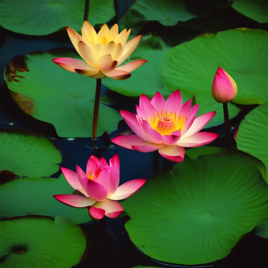 Lotus flowers in pond