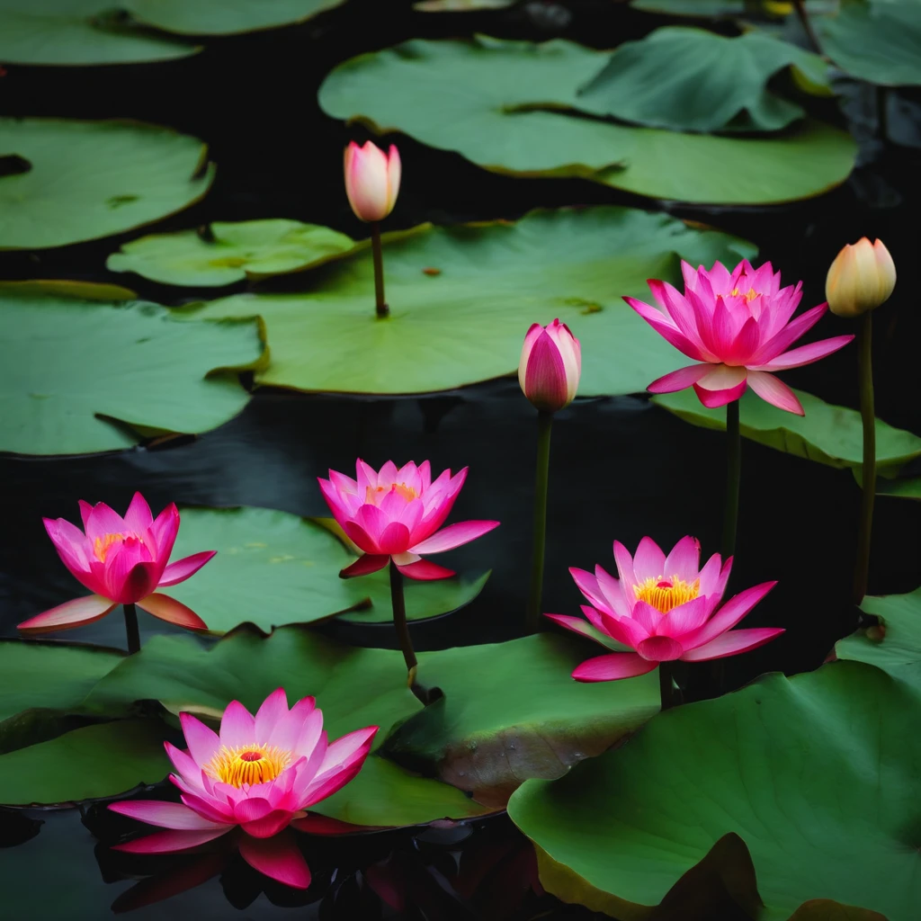 Lotus flowers in pond