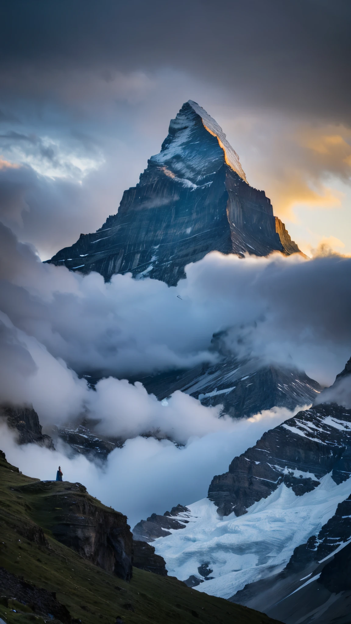 the matterhorn under a cloudy sky