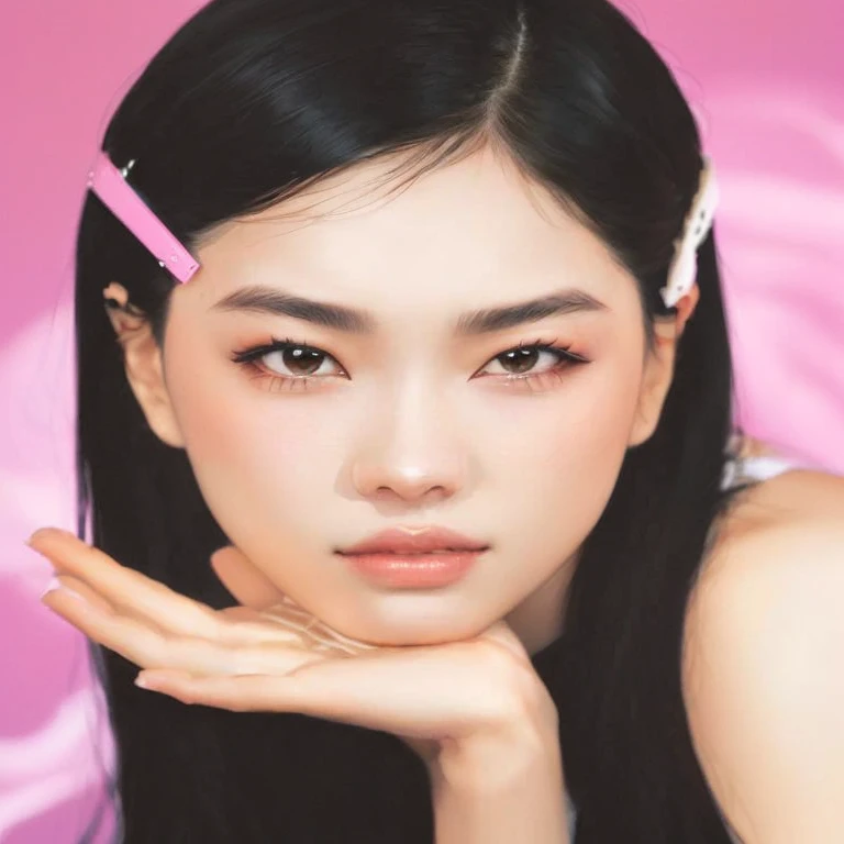 hay una mujer con un peine rosa en la cabeza, kiko mizuhara, Jennie rosa negra, portrait of jossi de blackpink, akiko takase, jossi de blackpink, retrato de jisoo rosa negro, sui ishida con cabello negro, Jisoo de Blackpink, siyeon de dreamcatcher, female korean idol portrait, parque roseanne de blackpink, mariko mori