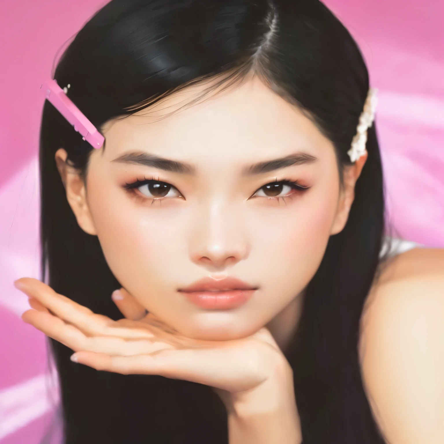 hay una mujer con un peine rosa en la cabeza, kiko mizuhara, Jennie rosa negra, portrait of jossi de blackpink, akiko takase, jossi de blackpink, retrato de jisoo rosa negro, sui ishida con cabello negro, Jisoo de Blackpink, siyeon de dreamcatcher, female korean idol portrait, parque roseanne de blackpink, mariko mori