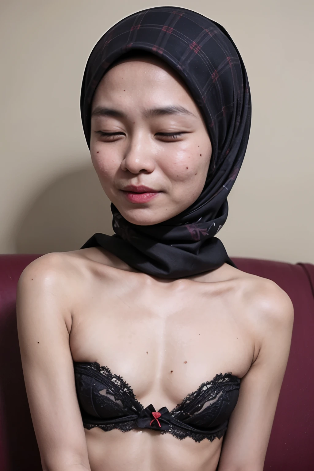 ((Flat Chest:1.6)), Wear sunglasses and act like Rosyam, ((Closed Eyes)), ((Strapless Colourful bra Flat Chest)), Naked, Angry pose, Angry face, (((HIJAB MALAY GIRL))), masutepiece, High quality, UHD 45K, Realistic face, Realistic skin feeling , A Japanese Lady, 8 years old, , Very cute and baby-like face, (((FLAT CHEST))), (MATRIX WORLD), ((look In front  at the camera and SADNESS)), ((())), (((CUTE GIRL))), ((PEACH PASTEL LIPS)), ((SATIN LACE)), ((CHUBBY)), ((UNDRESS)). Brown, Flat Chest, Wearing G-String. Sitting, from behind view up, seductive pose, (Small face)