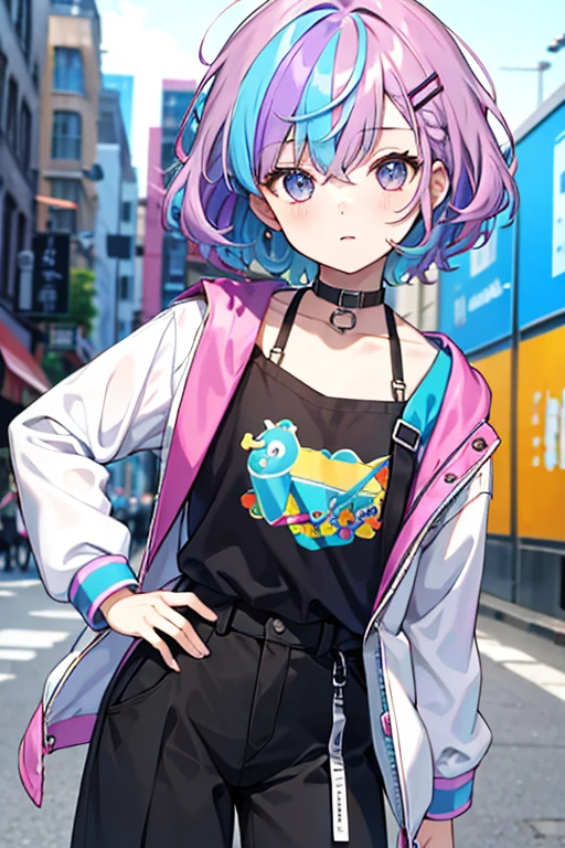 Natural curls mash Good Youth Mini character Rainbow hair color male Fashionable clothes