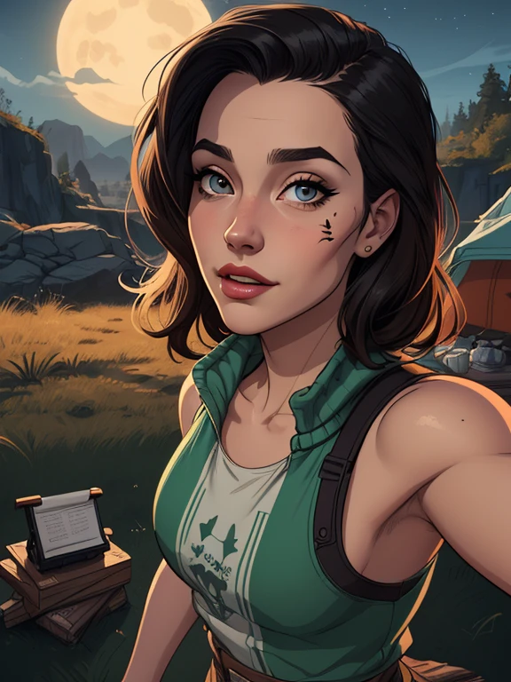 Woman character jeday style resident Evil warrior armed with a 38 revolver western style atompunk Fallout 4  mônica Bellucci le with marks of war Cartoon image of a woman .Ilustra??o estilo desenho animado, estilo de arte dos desenhos animados, estilo de arte dos desenhos animados, digital illustration style, estilo atompunk design de personagens altamente detalhado, arte digital detalhada coragem, Forest fan art, Design de personagens de retrato, beautiful digital illustration, retrato de alta qualidade, Arte em quadrinhos, mulher jovem cabelo com transas lindas . Queen Anna of ArendelleBeautiful lined eyes Medium large bust and wonderful sexy clothes. image expression of sexual desire from waist to head illustration Queen Anne of Arendelle atompunk style Fallout 4 The perspective is from below, enfatizando a majestade e o poder da Gigante." armed with a 38 revolver western style with a 38 revolver in her hands jeday style warrior in summer clothes on the beach resident Evil