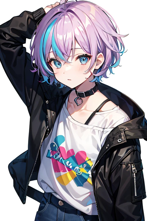 Natural curls　mash　Good Youth　Mini character　Rainbow hair color　male　Fashionable clothes