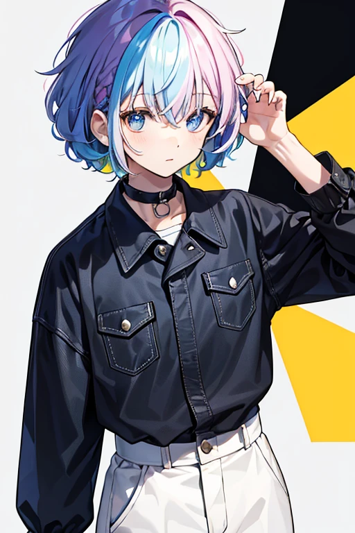 Natural curls mash Good Youth Mini character Rainbow hair color male Fashionable clothes