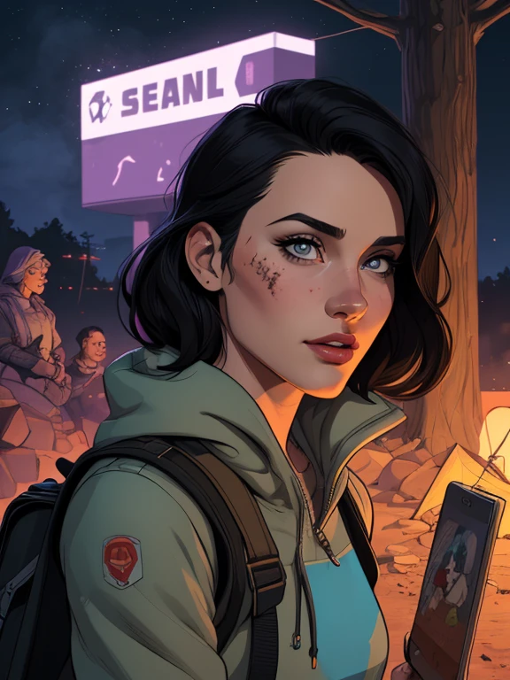 VeronicaCipher portrait mode Cartoon style digital illustration GTA style ((tronco selfie, feliz)), obra de arte, melhor qualidade, ultra-detalhado, Sozinho, ao ar livre, (noite), montanhas, natureza, (estrelas, lua) Alegre, feliz, mochila, saco de dormir, camping stove, garrafa de agua, botas de montanha, luvas, sweater, tem, lanterna, floresta, pedras, rio, madeira, smoke, Sombras, contraste, clear sky, analog style (olhe para o visualizador:1.2) (textura da pele) (film grain:1.3), (tom quente, tom quente) :1.2), fechar-se, Cinematic Light, side lighting, ultra high resolution, melhor sombra, CRU, tronco, , wearing kodak vision 3 pullover,style Cartoon style digital illustration GTA style portrait mode Character woman atompunk style Fallout 4 black hair actress Ella Purnell with battle marks Cartoon image of a woman .Ilustracaoo estilo desenho animado, estilo de arte dos desenhos animados, estilo de arte dos desenhos animados, digital illustration style, estilo atompunk design de personagens altamente detalhado, arte digital detalhada coragem,actress Ella Purnell Forest fan art, Design de cabelos pretos personagens de retrato, beautiful digital illustration, retrato de alta qualidade, Arte em quadrinhos, mulher jovem cabelo com transas lindas . Eyelined eyes Medium large bust and wonderful sexy clothes. image expression of sexual desire from waist to head illustration atompunk style Fallout 4 The perspective is from below, enfatizando a majestade e o poder da Gigante."actress Ella Purnell black hair a woman close-up style Cartoon style digital illustration GTA style a lot of different women with different hairstyles, arte do personagem Charlie Bowater, character headshot concept art, Estilo de arte de Charlie Bowater, arte de retrato de personagem, Arte impressionante de personagens, game characters head designs, pintura de desenhos de personagens, design