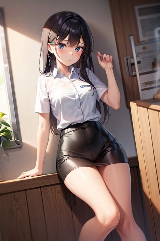 a 16 year old girl in a school the school is closed and its night the girl is frightened and scared and she is wearing sexy tight clothes