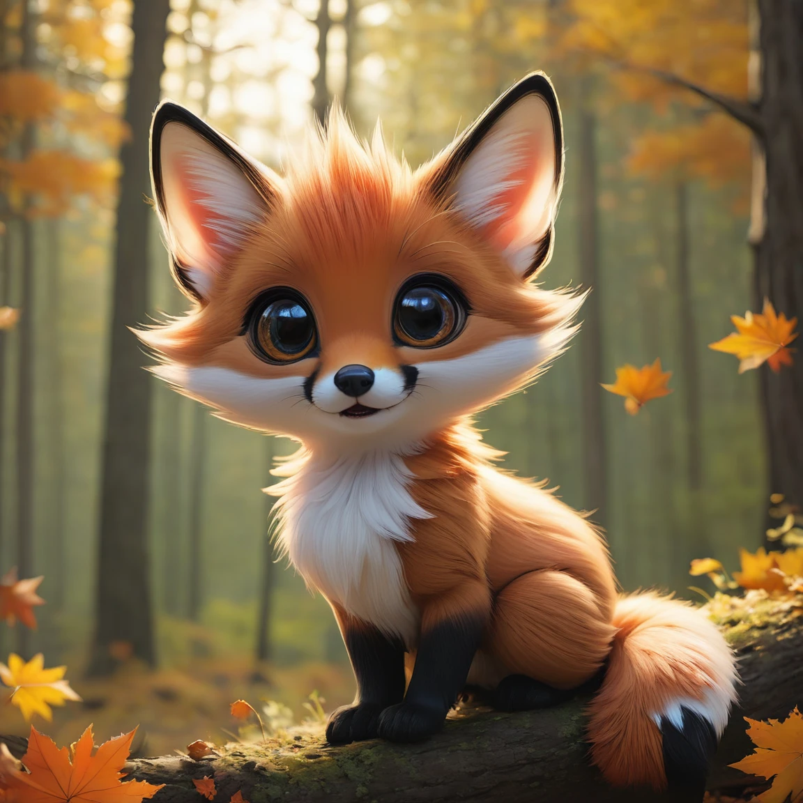 score_9, score_8_up, score_7_up, score_6_up, score_5_up, score_4_up,UHD, 
adorable fox-like creature big eyes in forest autumn time