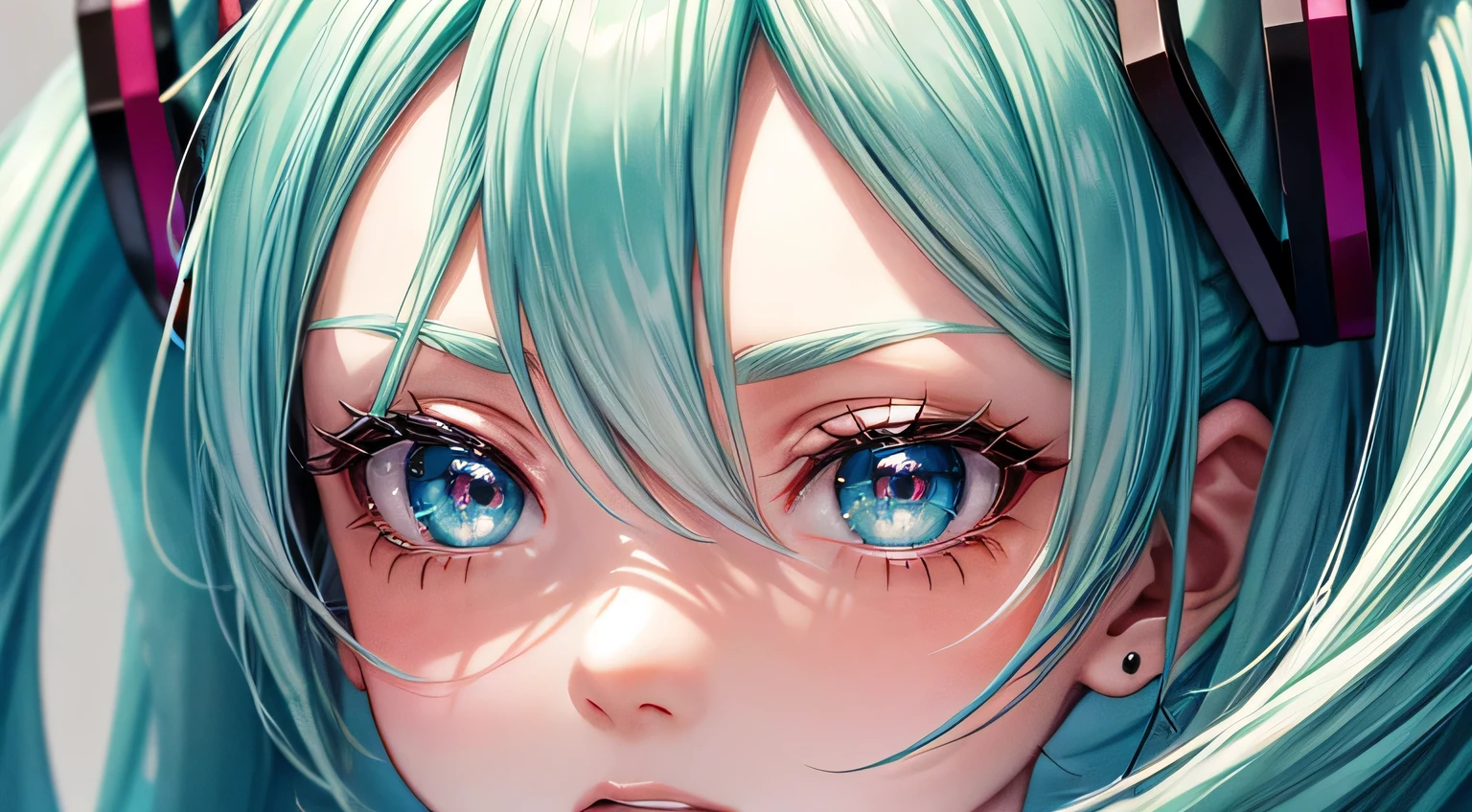 Hatsune Miku　Detailed facial expression depiction　Detailed eye depiction　Detailed hair depiction　The perfect outfit