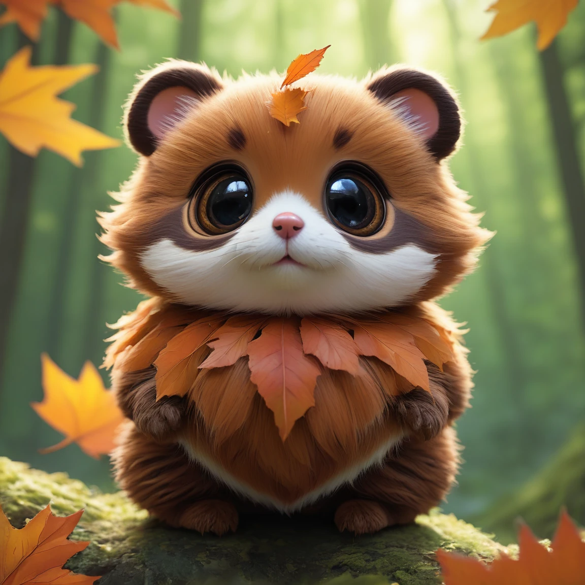 score_9, score_8_up, score_7_up, score_6_up, score_5_up, score_4_up,UHD, 
adorable raccoon-like creature big eyes in forest autumn time